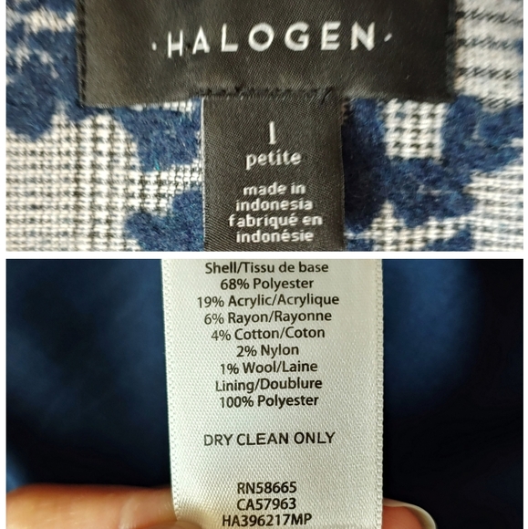 Halogen Blue Floral Plaid Print Ruffle Coat - Picture 5 of 11